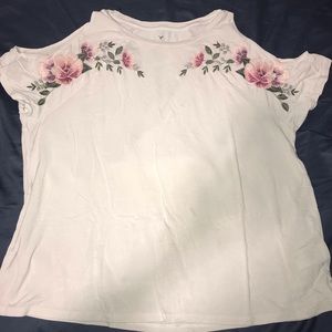American eagle off shoulder embroidered shirt